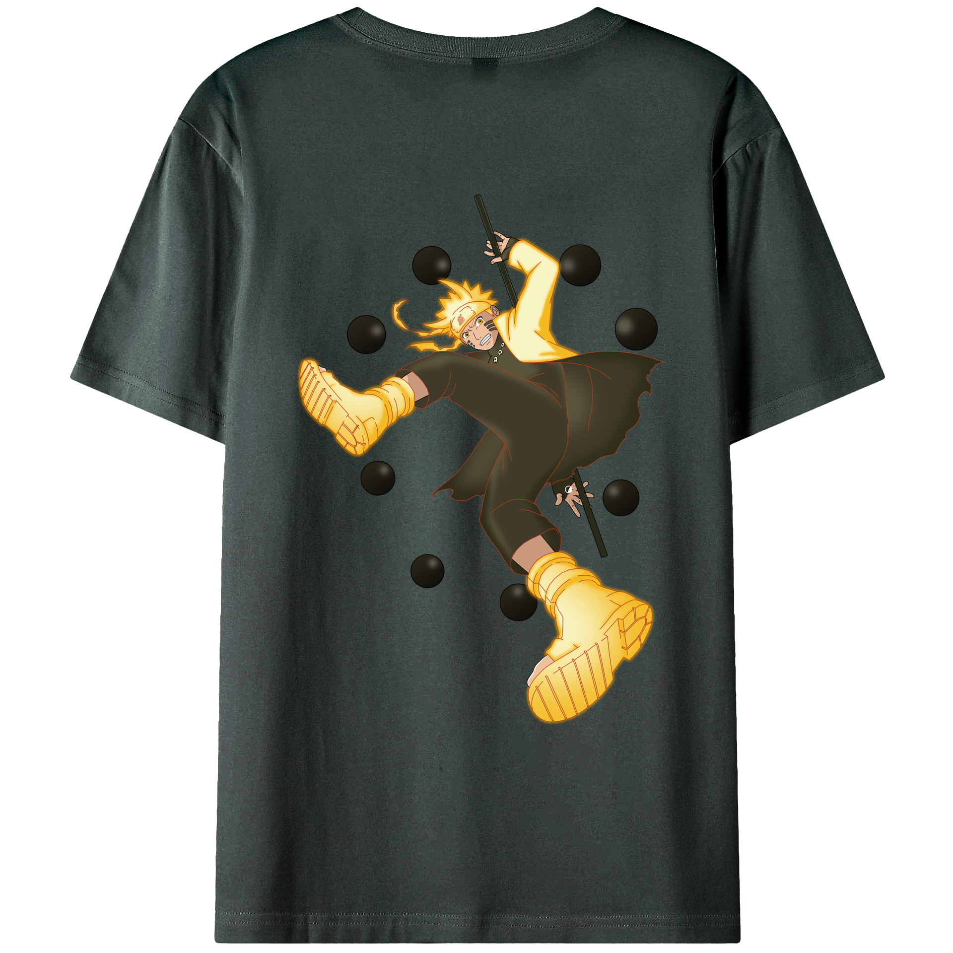 （画像用） NARUTO -ナルト- うずまき ナルト Uzumaki Naruto 綿100％ メンズ半袖Tシャツ（バックプリント） 通気性
